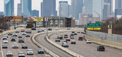 Traffic on I-35 in Dallas on Feb. 25.