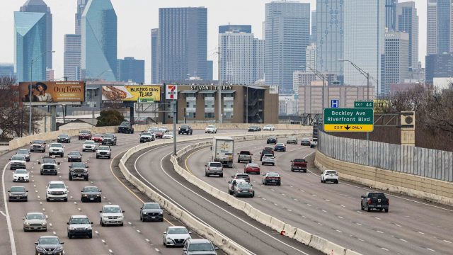 Traffic on I-35 in Dallas on Feb. 25.